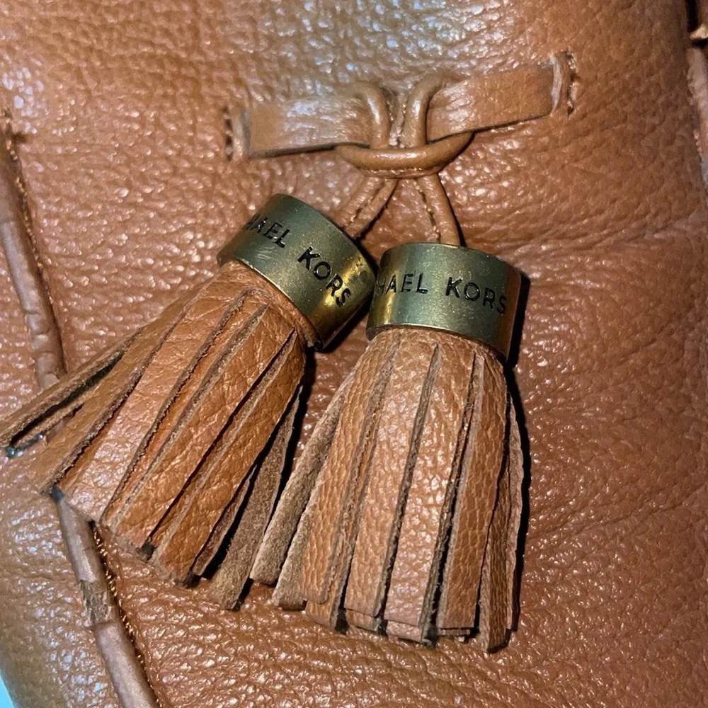 MICHAEL Michael Kors Callahan Camel Leather Tassel Moccasin Slip on Loafer‎ 8 M